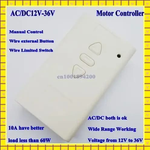 Commutateur de télécommande de moteur sans fil, arrêt vers le haut et vers l'avant, récepteur, fonction d'apprentissage ASK, 2CH, AC, DC, 12V, 24V, 36V