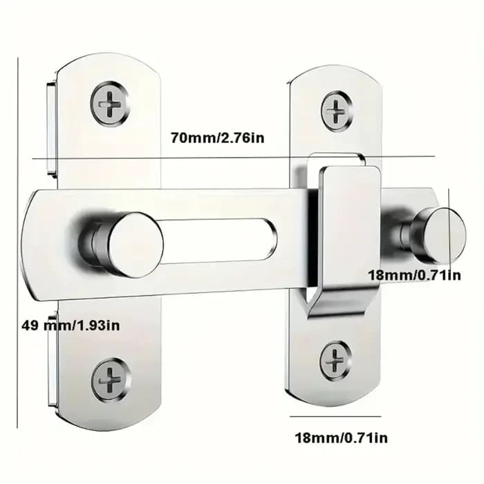 1 Pièce Loquet Coulissant en Acier Inoxydable pour Porte de Grange, Quincaillerie de Verrouillage po