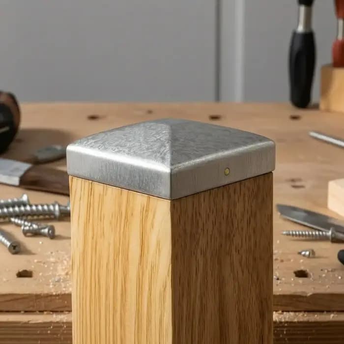 6 pièces, capuchons pyramidaux en métal pour poteaux de clôture, finition brossée, quincaillerie d'extérieur pour clôture en bois