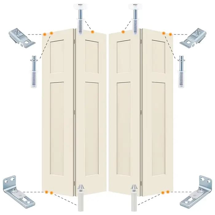 Kit complet de quincaillerie pour porte pliante pour placard coulissant – Supports essentiels, pivot