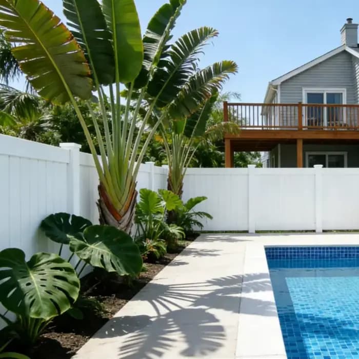 Clôture de jardin en PVC blanc résistant aux intempéries, installation facile, utilisée pour piscine