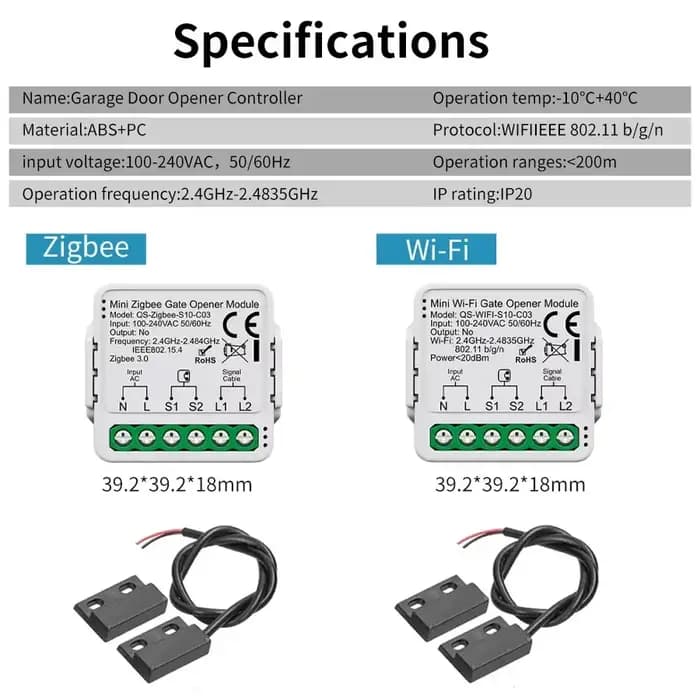 Tuya WiFi Zigbee ouvre-porte de Garage contrôleur