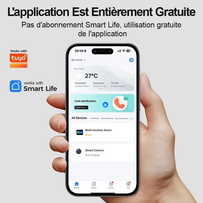 PGST kit sécurité alarme anti intrusion WiFi 2G GSM 4G Works with Tuya Smart Life système sans fil connecté pour maison commerce surveillance mobile installation rapide protection 24h sur 24