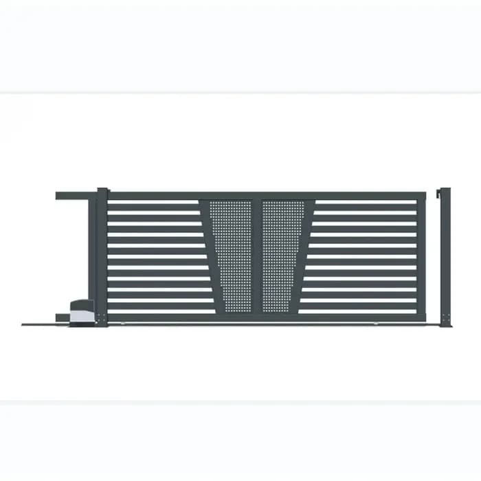 Porte coulissante d'entrée extérieure en aluminium métallique galvanisé enduit de poudre noire résid