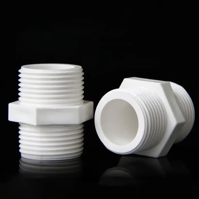 Raccord de tuyau UPVC droit à double filetage mâle BSP 1/2" 3/4" 1" 1-1/4" 1-1/2" 2" 20/25/32/40/50/63mm