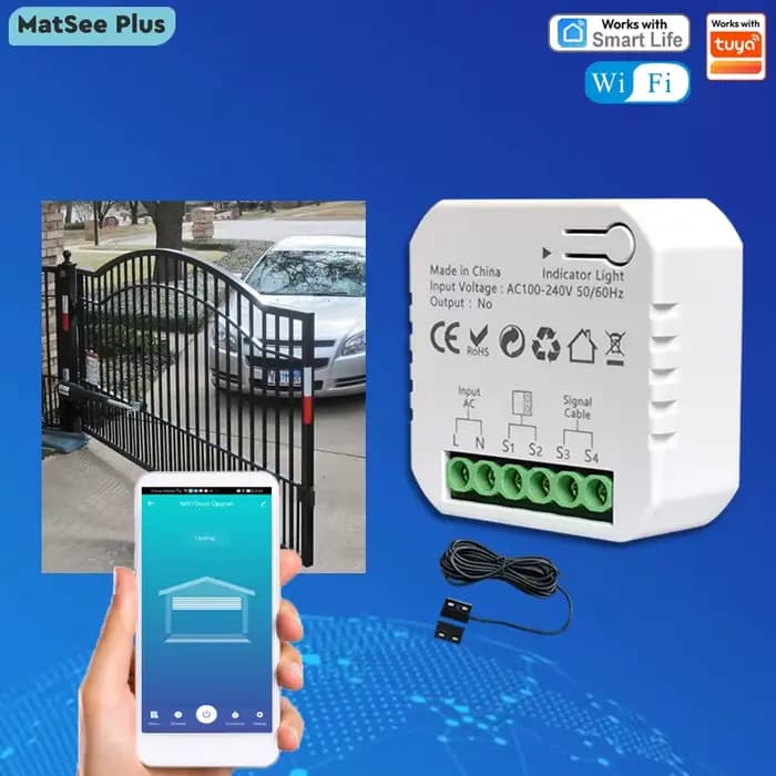 Ouvre-porte coulissant motorisé WiFi Smart Life, contact sec, 110V 240V, commande vocale, compatible
