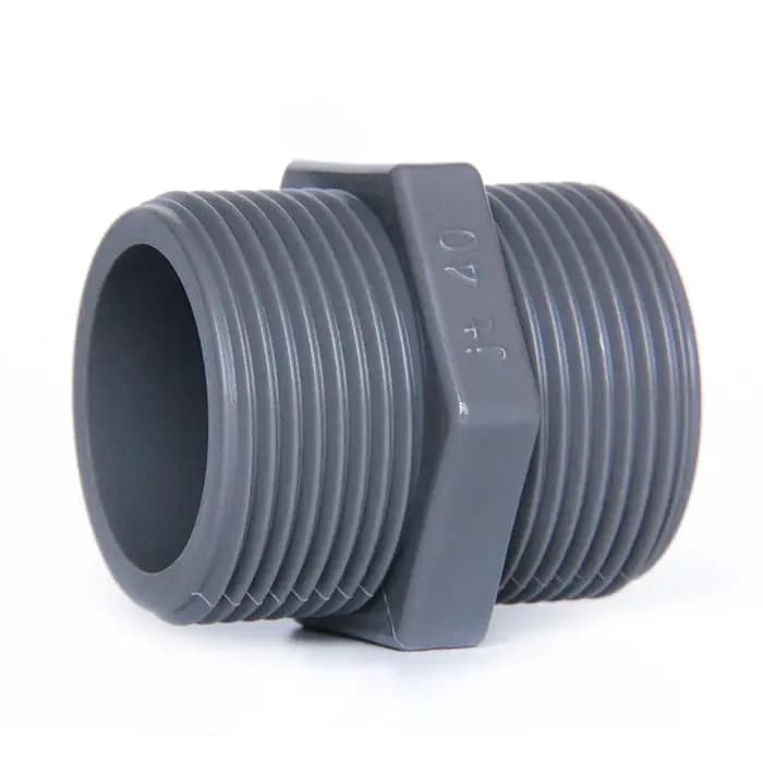 Raccord de tuyau UPVC droit à double filetage mâle BSP 1/2" 3/4" 1" 1-1/4" 1-1/2" 2" 20/25/32/40/50/63mm