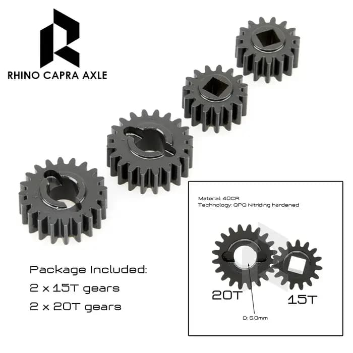 RhinoRC – jeu complet d'essieux de portail en métal, pour voiture sur chenilles axiale 1/10 RC SCX10
