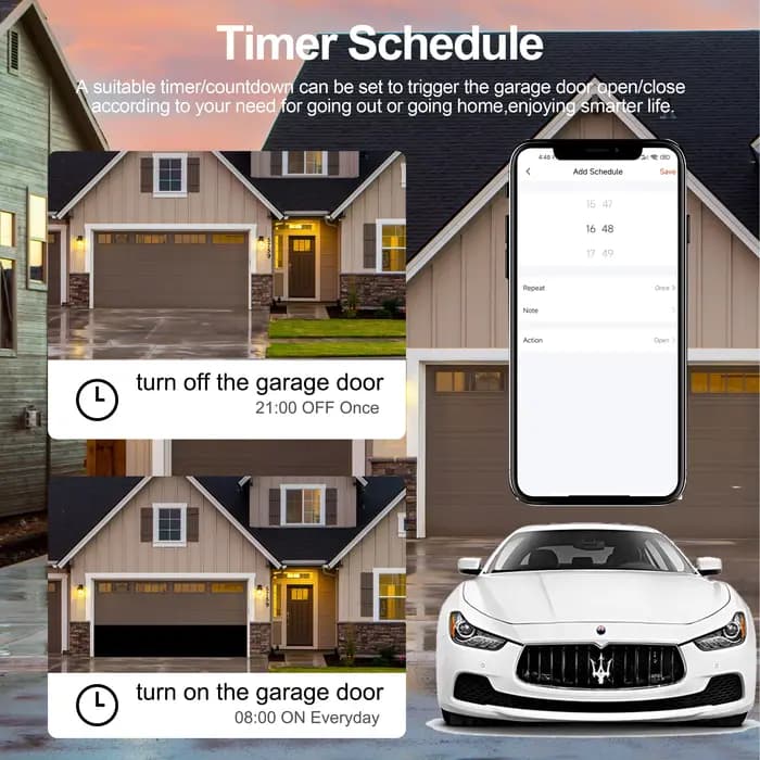 GIRIER WiFi contrôleur d'ouverture de porte de Garage intelligent fonctionne avec Alexa Google Home Assisant Alice App télécommande aucun Hub requis