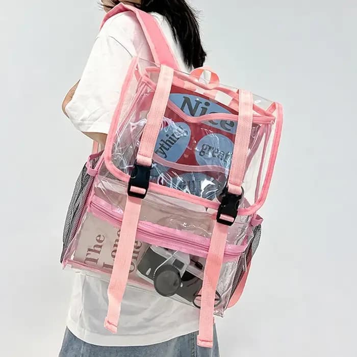 Sac à dos transparent en PVC transparent pour femme