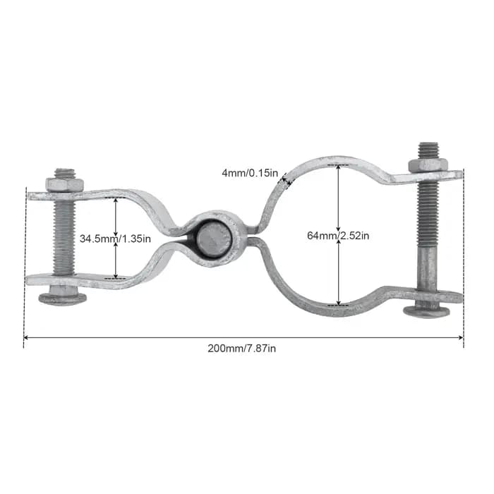 2 charnières de portail robustes pour clôture à maillons