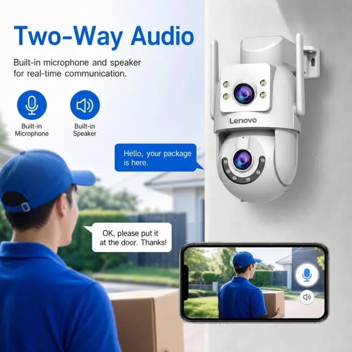 Caméra extérieure WiFi double objectif 4K Lenovo