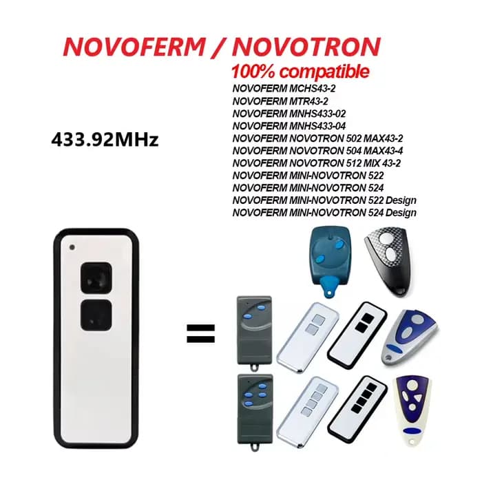 Pour NOVOFERM NOVOTRON télécommande de porte de Garage 502 MAX43-2 504 MAX43-4 512 MIX 43-2 pour MTR43-2 MCHS43-2 MNHS433-02 MNHS433-04