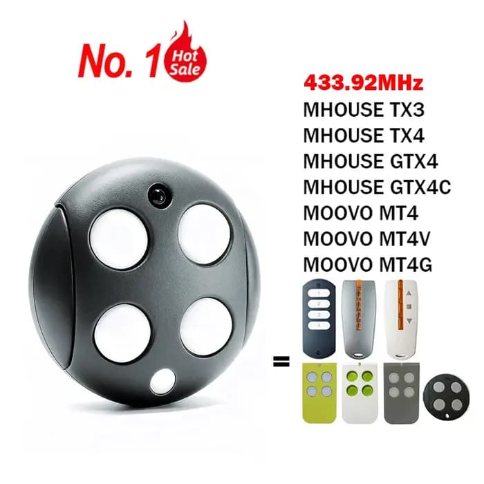 Offre spéciale : Nouvelle télécommande Mhouse GTX4 pour portail/garage compatible avec les modèles MOOVO MT4
