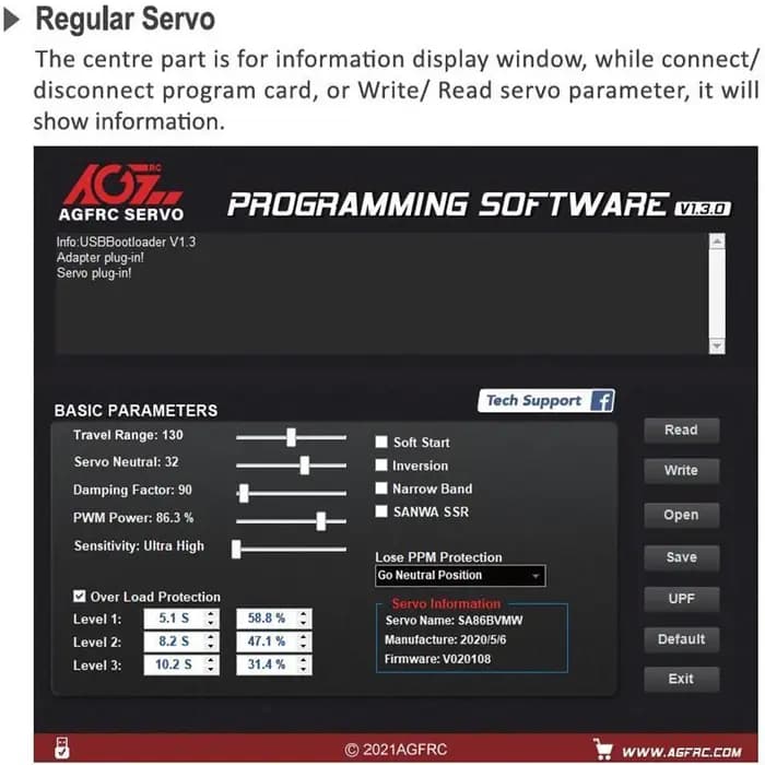 Carte AGF-SPV3 de programme d'USB d'AGFrc utilisée à sœur les paramètres du servo programmable