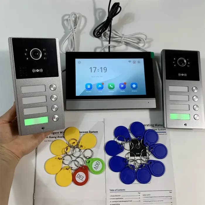 Interphone vidéo WiFi LCD 7 pouces 1080P pour appartements résidentiels 2/3/4 unités