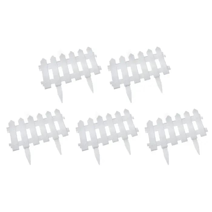 5 panneaux de clôture de jardin blancs en plastique, bordure de clôture à piquets pour pelouse, parterre de fleurs, allée, décoration paysagère