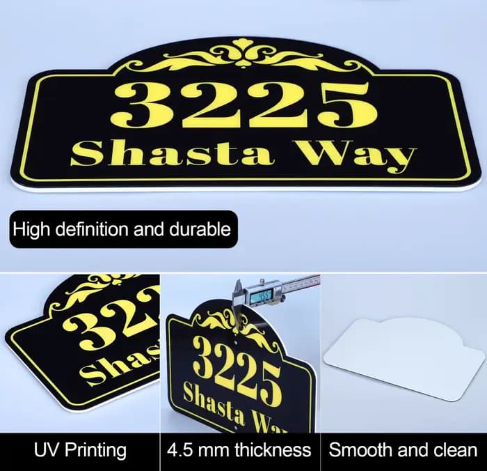 Plaque d'adresse personnalisée en PVC acrylique avec option réfléchissante