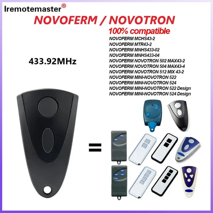 Pour NOVOFERM NOVOTRON télécommande de porte de Garage 502 MAX43-2 504 MAX43-4 512 MIX 43-2 pour MTR43-2 MCHS43-2 MNHS433-02 MNHS433-04