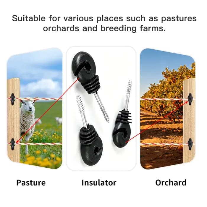 80 isolateurs de clôture électrique, 1 kit d'outils d'installation, isolateurs de poteau à clipser en plastique pour poteaux en T et poteaux en bois, pour fermes et ranchs