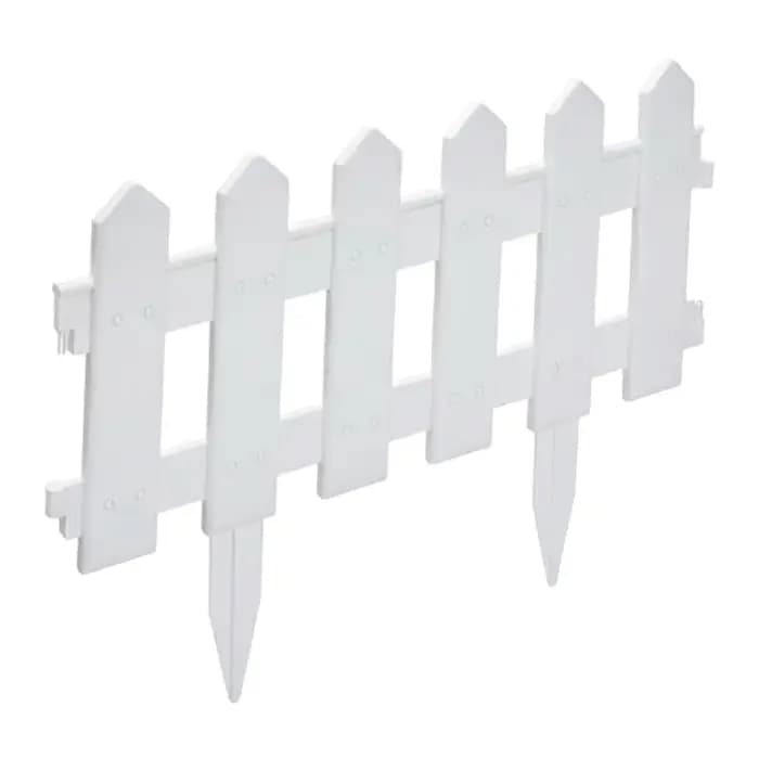 5 panneaux de clôture de jardin blancs en plastique, bordure de clôture à piquets pour pelouse, parterre de fleurs, allée, décoration paysagère