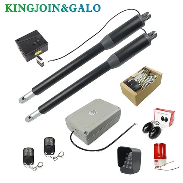 Kit de moteurs d'actionneur linéaire pour portail battant 200-300 kg avec bouton poussoir, photocellule, lampe d'alarme (module GSM et clavier en option)