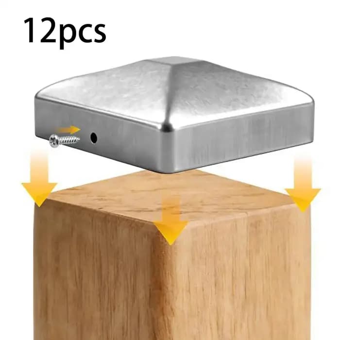 Ensemble de capuchons de poteau de clôture en acier zingué style pyramide