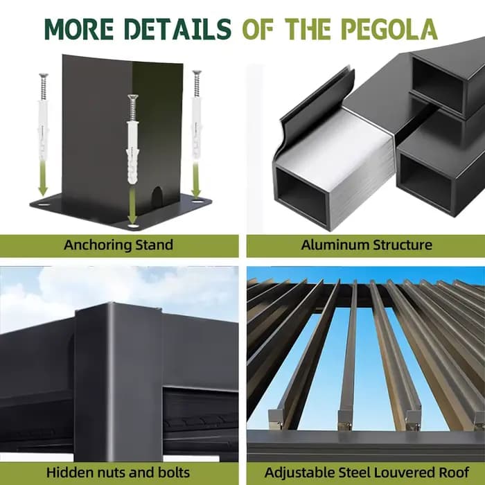 Pergola bioclimatique manuelle en aluminium pour jardin