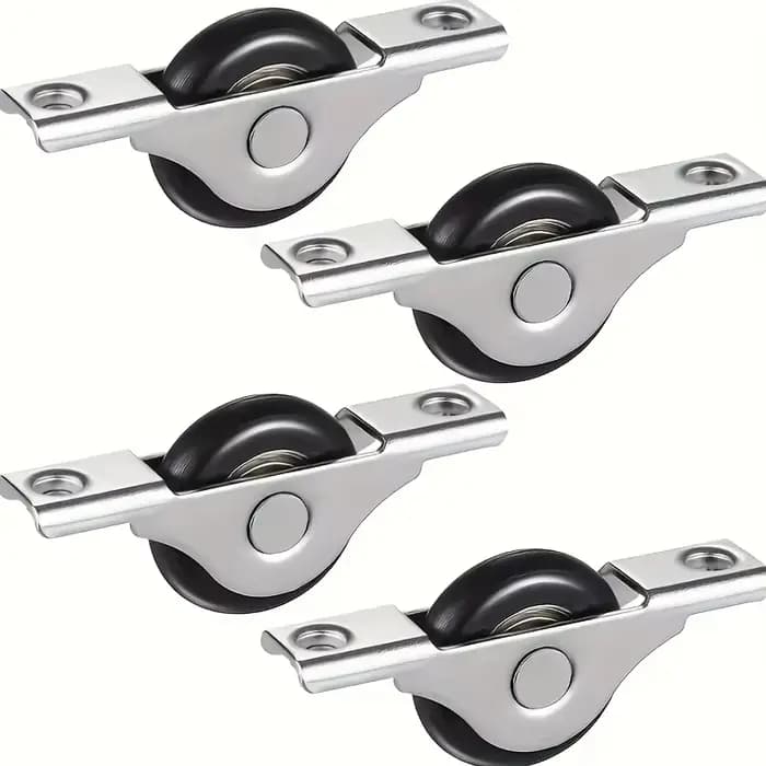 Kits de rails de porte coulissante en métal robuste, avec 4 roues en plastique noir, raccords de por