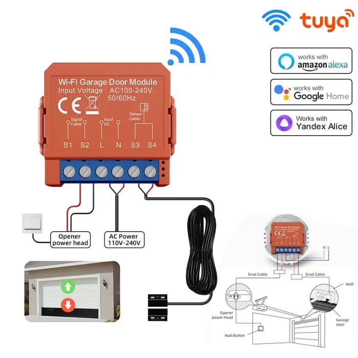 Module d'ouverture de porte de garage WiFi AVATTO, commande vocale intelligente via application, com