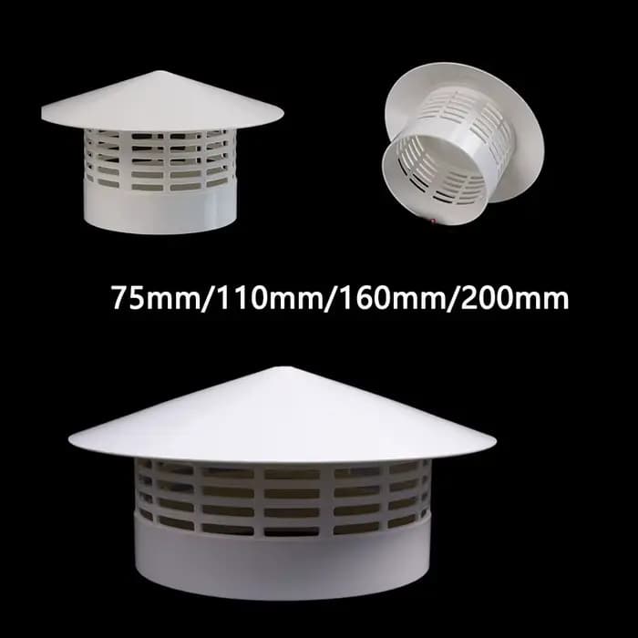 Capot de protection ventilé en PVC pour tuyau d'évacuation 75-200 mm