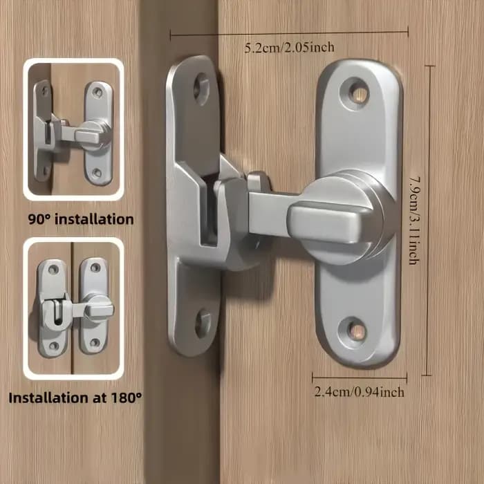 Loquet de porte coulissante robuste en alliage de zinc