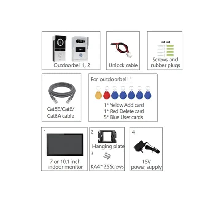 ANJIELO 1080P Tuya système d'interphone vidéo IP 10 pouces écran tactile Wifi POE sonnette filaire pour Villa contrôle d'accès RFID plat