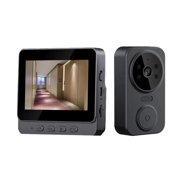 Sonnette avec écran IPS de 4.3 pouces, interphone visuel sans fil 2.4G, surveillance vidéo intellige