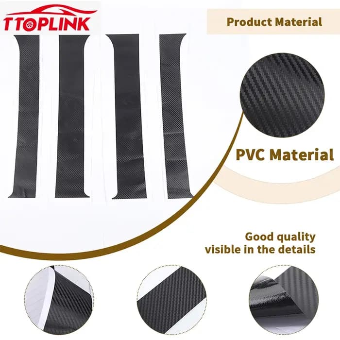 TTOPLINK PVC fibre de carbone fenêtre extérieure Center pilier autocollant décoration couverture pour Chevy Avalanche 2007-2013 accessoires de voiture
