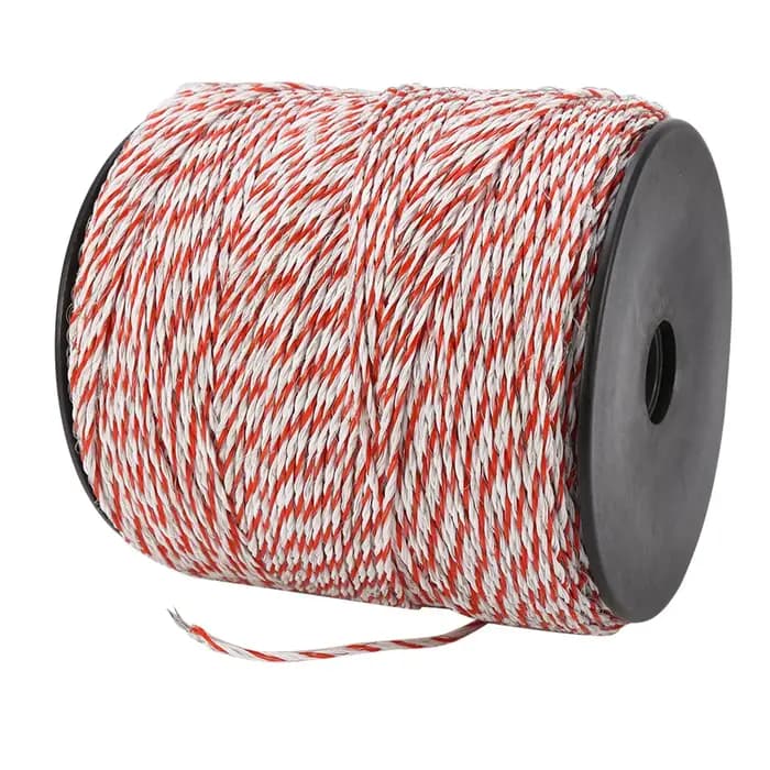 Corde de clôture électrique 500M, fil de clôture électrique blanc et rouge pour bétail, corde conductrice en acier inoxydable, fil de clôture en rouleau