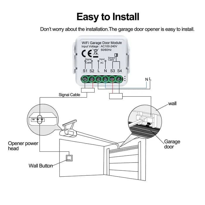 GIRIER WiFi contrôleur d'ouverture de porte de Garage intelligent fonctionne avec Alexa Google Home Assisant Alice App télécommande aucun Hub requis