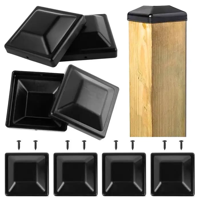 Capuchons de poteau de clôture en PP noir, 3-5/8 pouces, pour poteau en bois 4x4, protection contre
