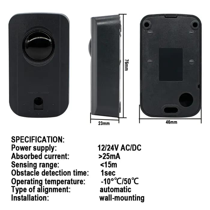 Détecteur infrarouge sûr DC 12/24V pour portail automatisé