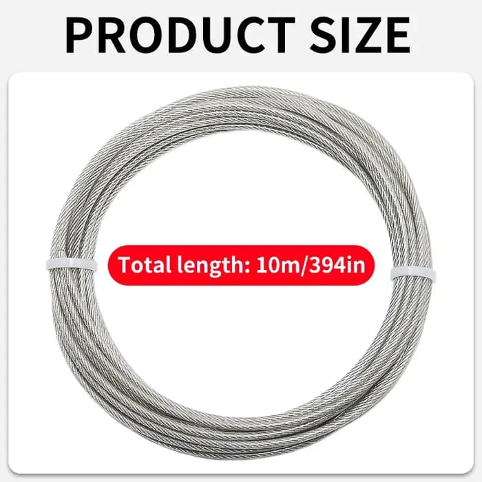 Kit de câble en acier inoxydable 304 recouvert de PVC de 10/20 m