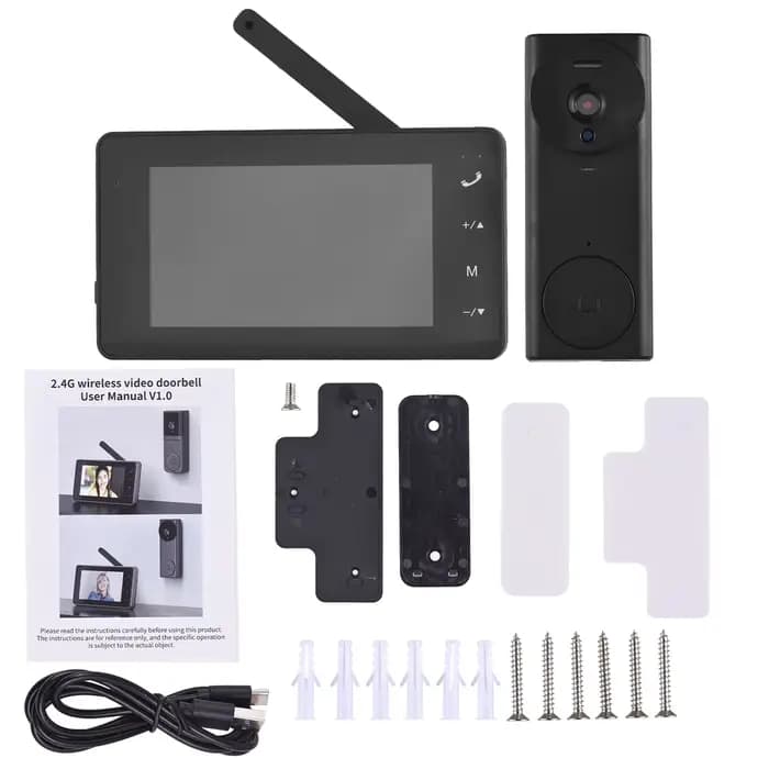 Caméra de sonnette vidéo sans fil avec affichage de moniteur, écran IPS 4.3, Kits de caméra de visio