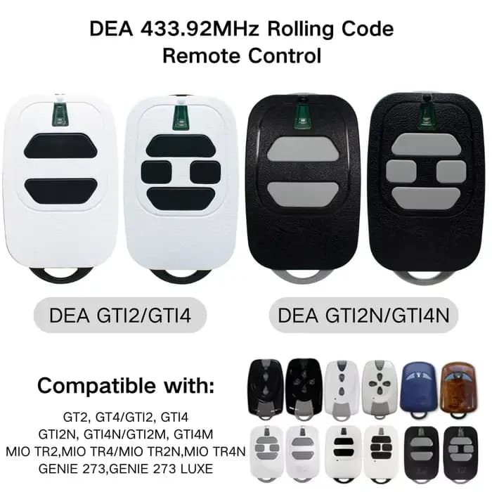 DEA Ouvre-porte de porte de garage Ouvre-télécommande pour GT2 GT4 GTI2 GTI4 GTI2N GTI4N GTI2M GTI4M TR2 TR4 TR2N TR4N GENIE 273 273L 433.92MHz