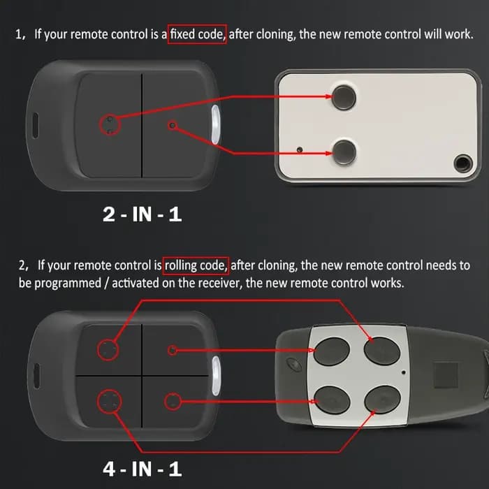 APRIMATIC TM4 TR2 TR4 TX2M TX4M Remote de la porte de garage 433.92 MHz Duplicateur de télécommande électrique / avec clip
