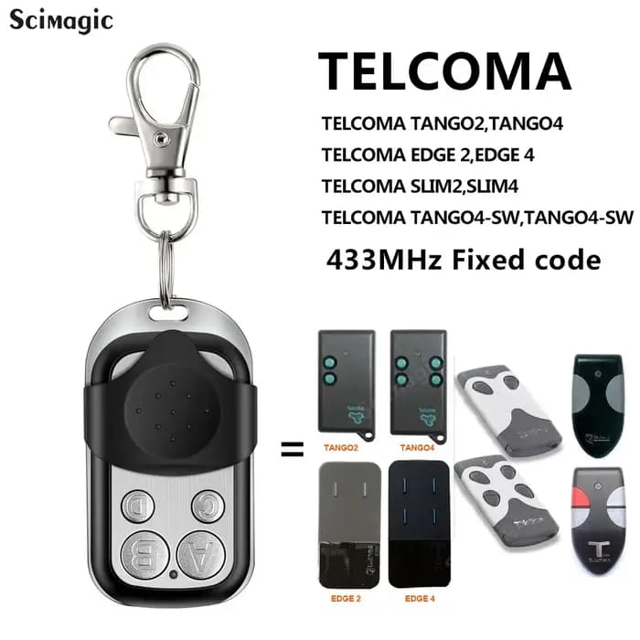 TELCOMA EDGE 2 EDGE 4 Télécommande de garage 433,92 MHz Porte-clés à code fixe