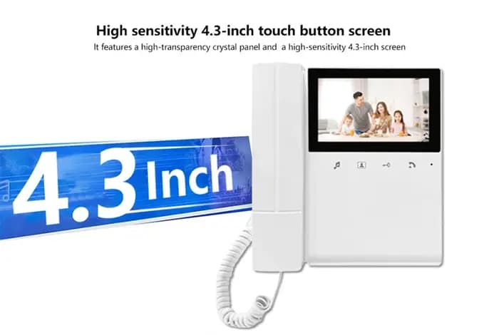 Interphone vidéo filaire avec écran IPS 4,3 pouces, 1V1, visiophone, caméra de porte