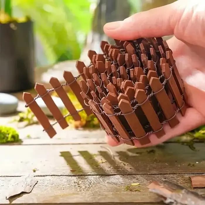 Mini clôture, décoration de jardin et de bonsaï, clôture de jardin de conte de fées, décoration en bois, projet artisanal, Mini clôture à piquets, 1 pièce