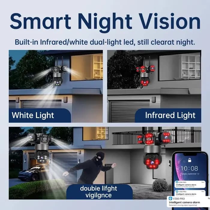 Caméra IP Wifi 15MP, caméra solaire sans fil PTZ
