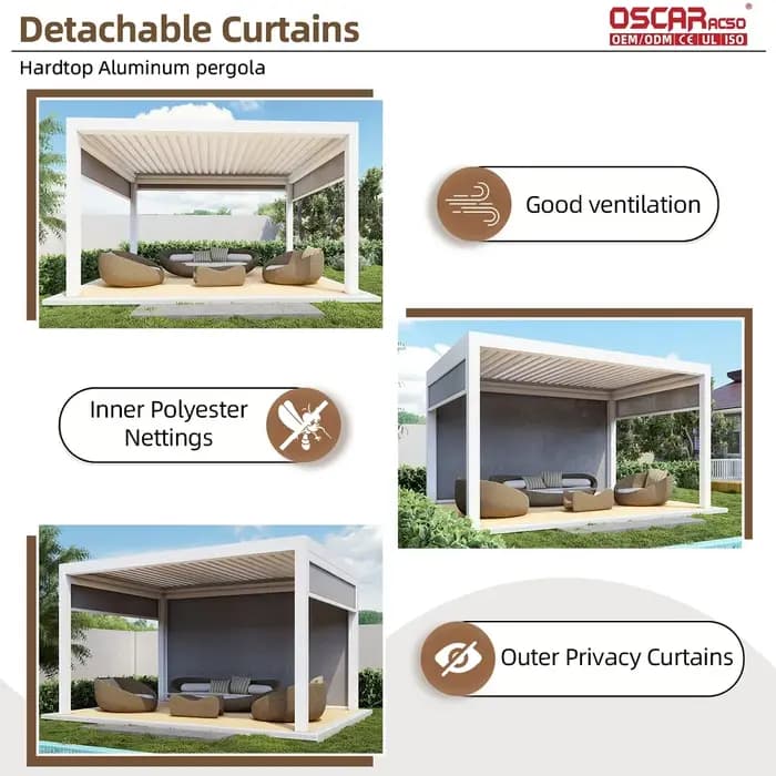 Pergola motorisée intelligente en aluminium à lames orientables Foshan pour jardin