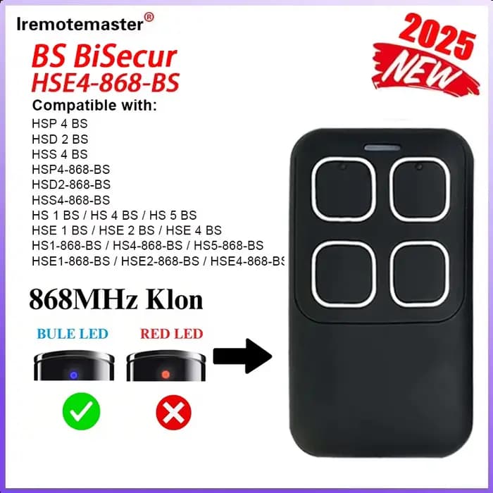 2026 nouveau pour HORMANN Bisecur télécommande de Garage HS1 HS4 HS5 HSE4 HSE2 HSE1 HSP4 HSD2 HSS4 868 BS ouvre-porte