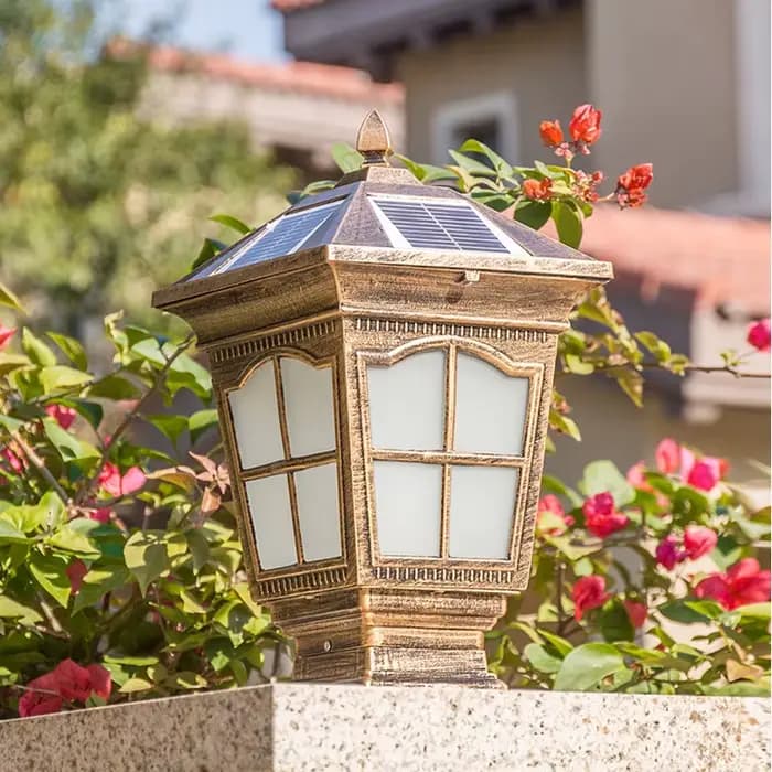 Lampe solaire de poteau, éclairage de jardin étanche, style européen, pour villa, cour, café, lampe murale extérieure pour poteau de porte